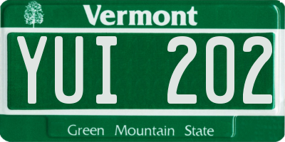 VT license plate YUI202