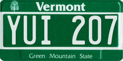 VT license plate YUI207
