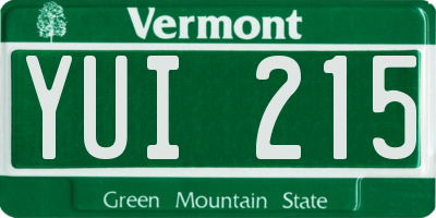 VT license plate YUI215