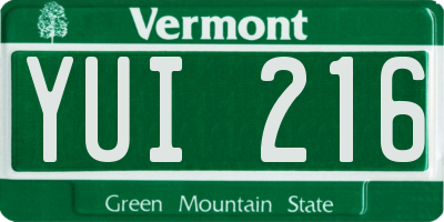 VT license plate YUI216