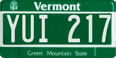 VT license plate YUI217