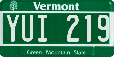 VT license plate YUI219