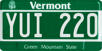 VT license plate YUI220