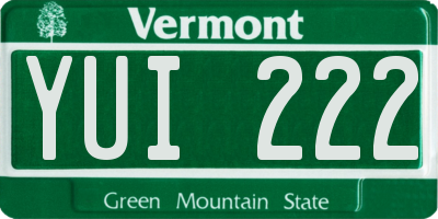 VT license plate YUI222