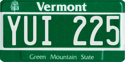 VT license plate YUI225