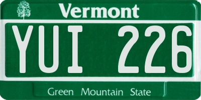 VT license plate YUI226