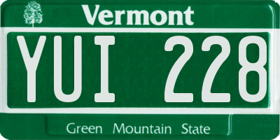 VT license plate YUI228