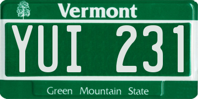 VT license plate YUI231