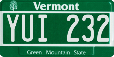 VT license plate YUI232