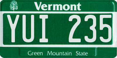 VT license plate YUI235