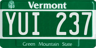 VT license plate YUI237