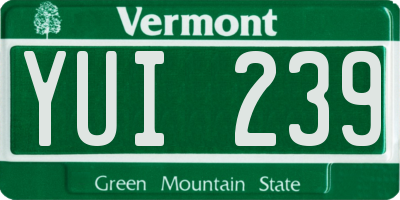 VT license plate YUI239