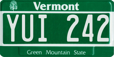 VT license plate YUI242