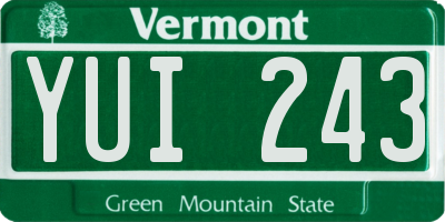 VT license plate YUI243