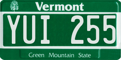 VT license plate YUI255