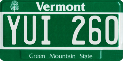 VT license plate YUI260