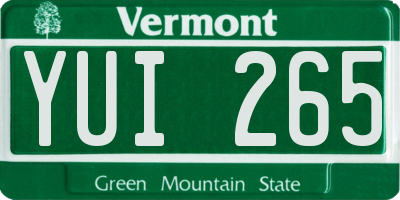 VT license plate YUI265