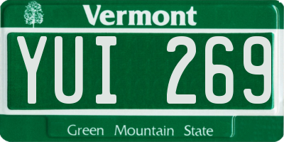 VT license plate YUI269