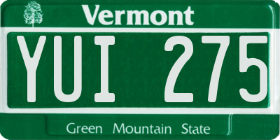 VT license plate YUI275