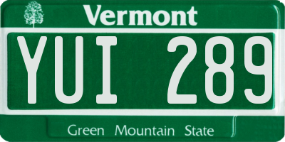 VT license plate YUI289