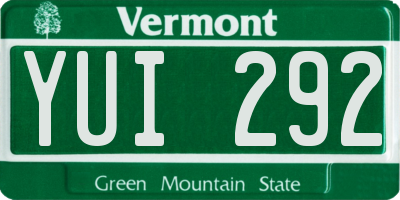 VT license plate YUI292