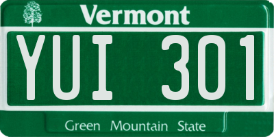 VT license plate YUI301
