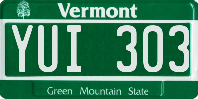 VT license plate YUI303