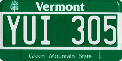 VT license plate YUI305
