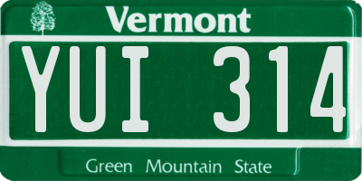 VT license plate YUI314