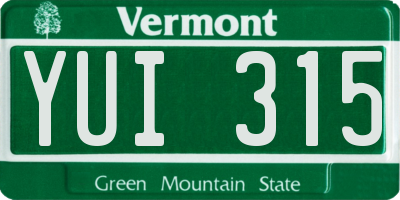 VT license plate YUI315