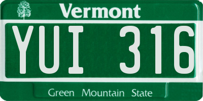 VT license plate YUI316