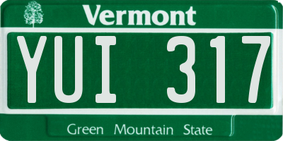 VT license plate YUI317