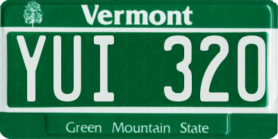 VT license plate YUI320