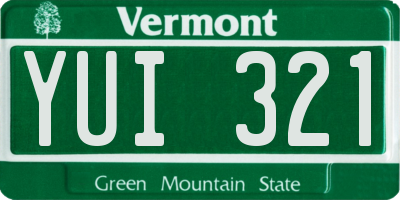 VT license plate YUI321
