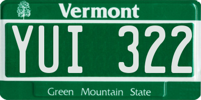 VT license plate YUI322