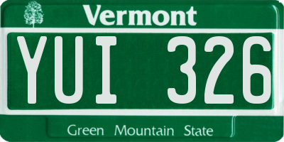 VT license plate YUI326