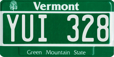 VT license plate YUI328