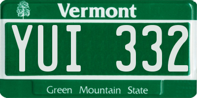 VT license plate YUI332
