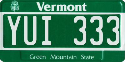 VT license plate YUI333