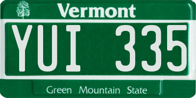 VT license plate YUI335
