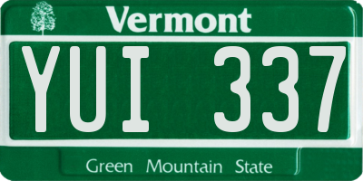 VT license plate YUI337