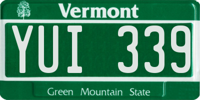 VT license plate YUI339