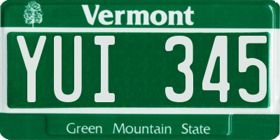 VT license plate YUI345