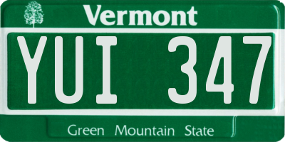 VT license plate YUI347