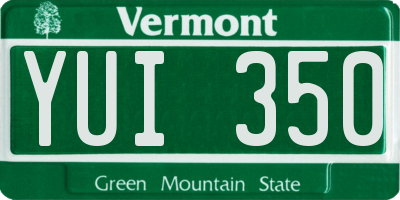 VT license plate YUI350