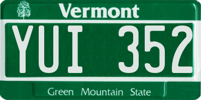 VT license plate YUI352