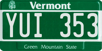 VT license plate YUI353