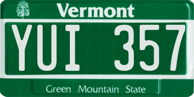 VT license plate YUI357