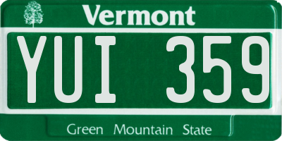 VT license plate YUI359