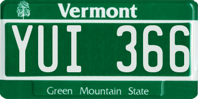 VT license plate YUI366